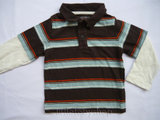 Sonoma polo shirt brown stripe lengan panjang