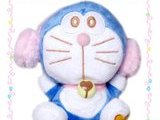 Boneka Tempelan Kaca Doraemon Headphone Pink Soft